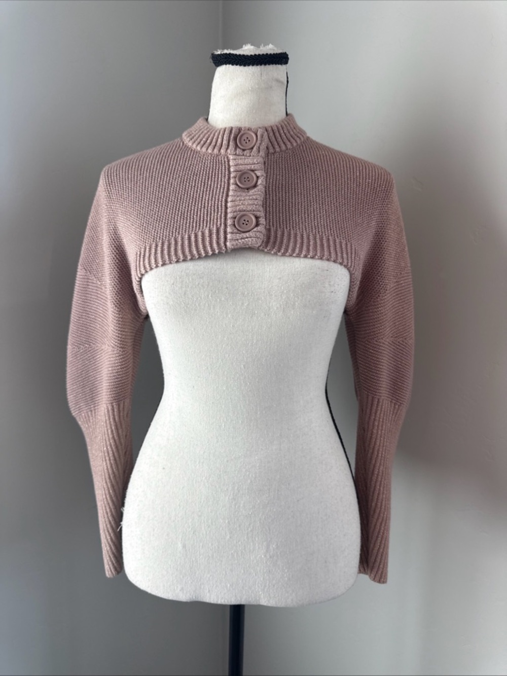 525 America Cropped Bolero Sweater Shrug in Dusty Rose